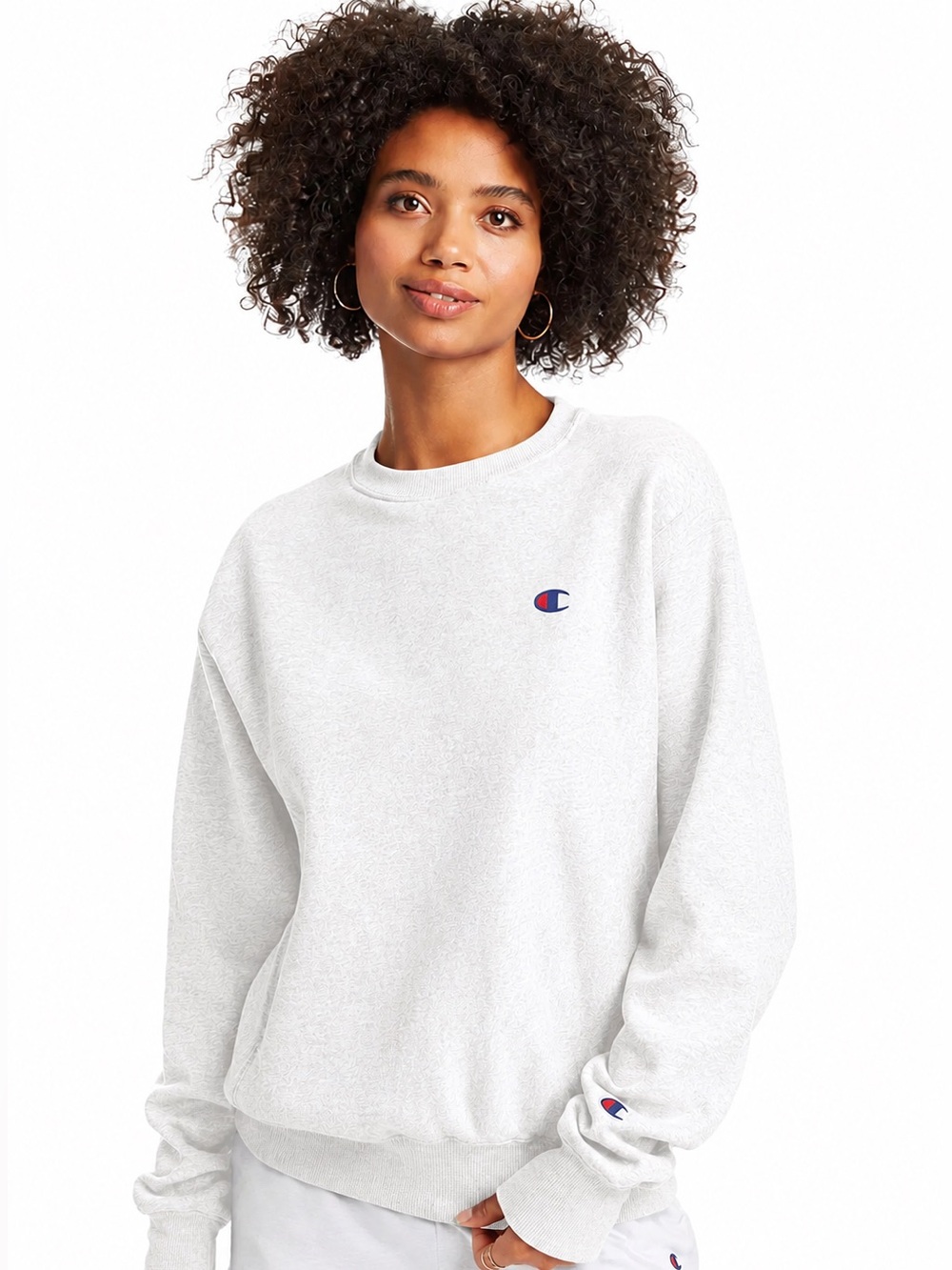 Champion Reverse Weave Women’s Crewneck Sweatshirt Heather White Size M